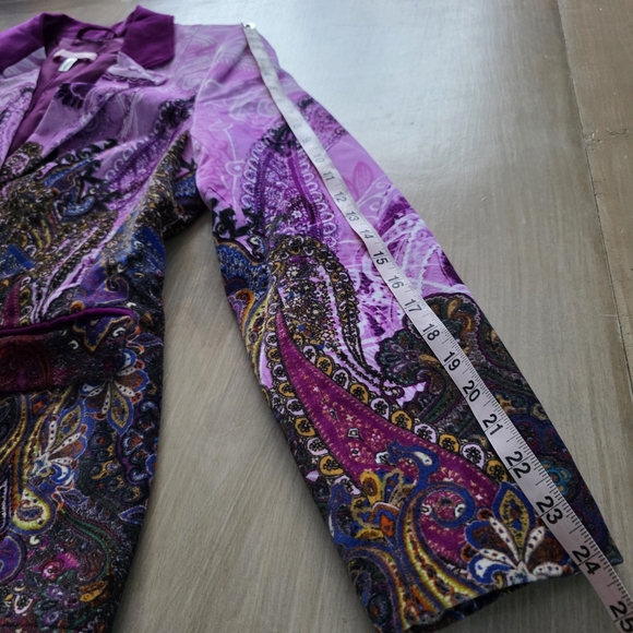 Basler Purple Multicolor Paisley Print Blazer Velvet Collar Jacket Medium - Picture 11 of 16